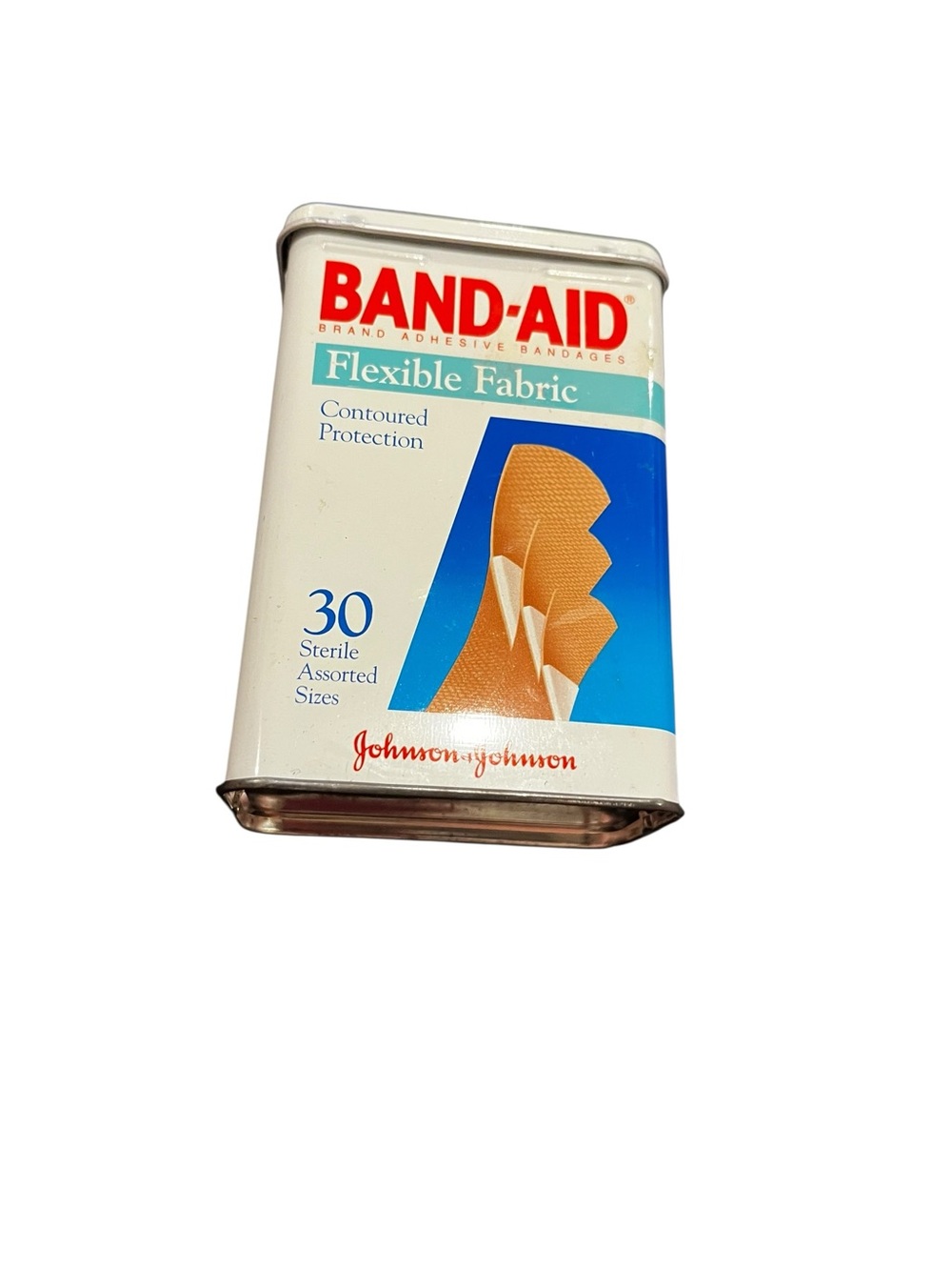 Vintage 90s band-aid empty tin box flexible fabric Johnson & Johnson